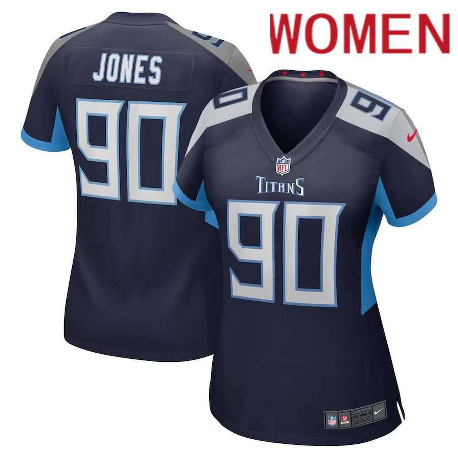 Women Tennessee Titans #90 DaQuan Jones Nike Navy Game NFL Jersey